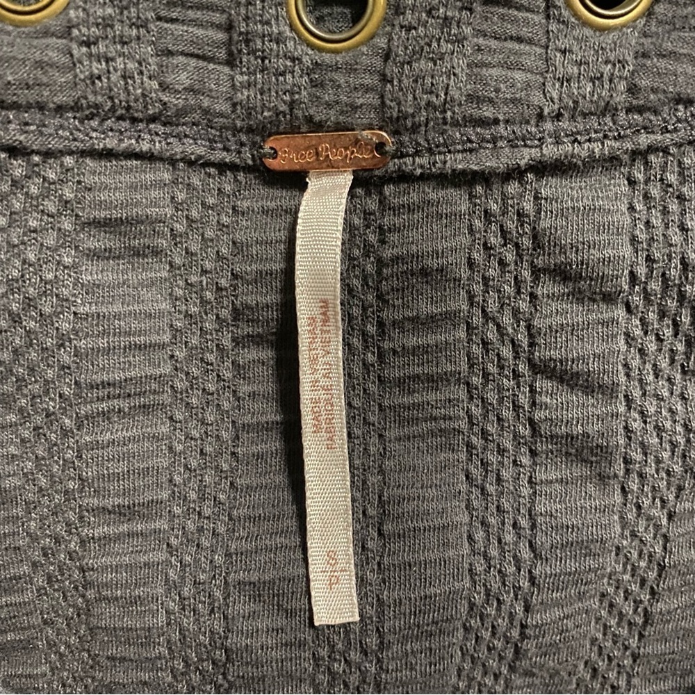 Free People Gray Ice Cold Lace Up 3/4 Sleeve Top - Picture 4 of 6